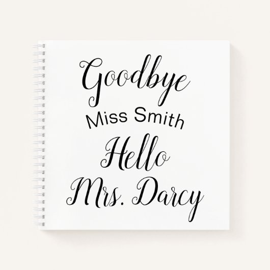 Vaarwel Miss Hallo Mrs Personalized Guest Book Notitieboek (Voorkant)
