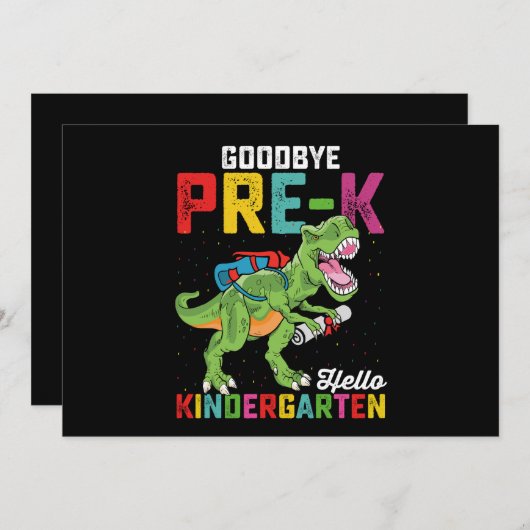 Vaarwel Pre K Hallo Kindergarten T Rex School Kaart (Voorkant / Achterkant)
