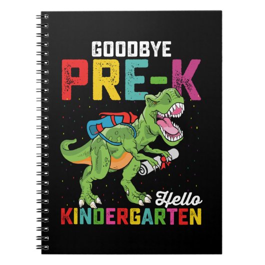 Vaarwel Pre K Hallo Kindergarten T Rex School Notitieboek (Voorkant)
