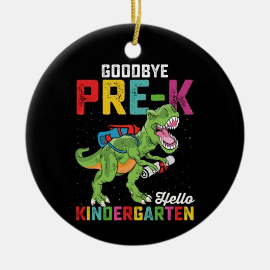 Vaarwel Pre K Hallo Kleuterschool T Rex School Keramisch Ornament (Voorkant)