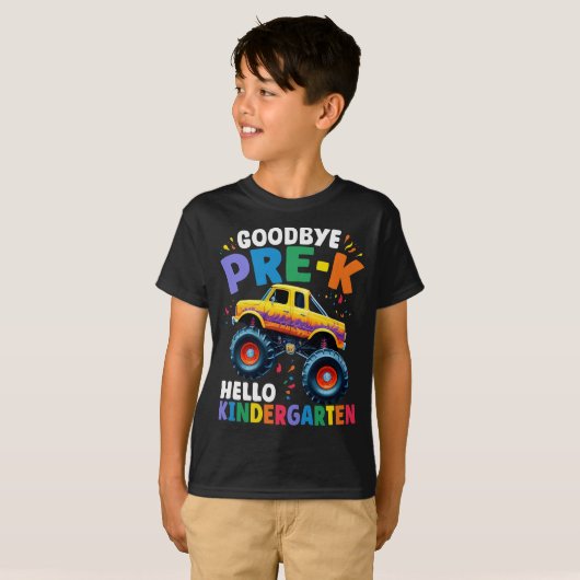Vaarwel Pre-k Monster Truck Afstuderen Boys T-shirt (Voorkant volledig)