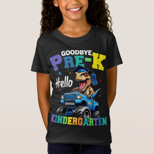 Vaarwel Pre-k Monster Truck T rex Afstuderen Boys T-shirt (Voorkant)