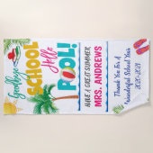 Vaarwel school Hallo pool lerarenhanddoek Strandlaken (Voorkant)