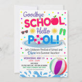 Vaarwel School Hallo Poolparty Meisjes Uitnodiging (Voorkant)