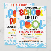 Vaarwel school Hallo pooluitnodiging, einde jaar Kaart (Voorkant / Achterkant)