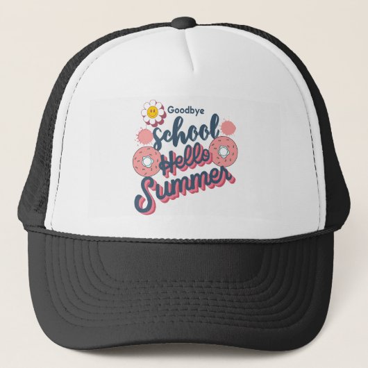 Vaarwel School Hallo Zomer Donut Kunst Trucker Pet (Voorkant)