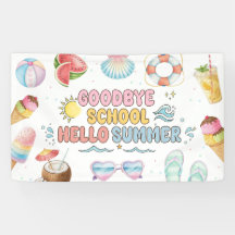 Vaarwel school, hallo zomer, einde school banner