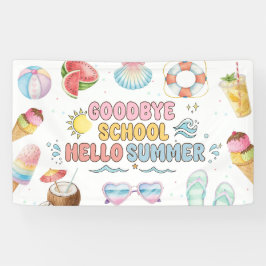 Vaarwel school, hallo zomer, einde school banner