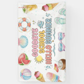 Vaarwel school, hallo zomer, einde school banner (Verticaal)