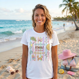 Vaarwel School Hallo Zomer Strepen Pastel T-Shirt