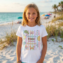 Vaarwel School Hallo Zomer Strepen Pastel T-Shirt