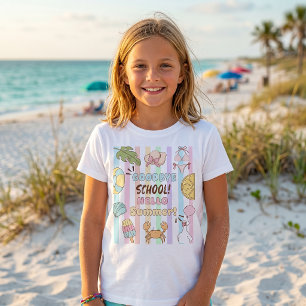 Vaarwel School Hallo Zomer Strepen Pastel T-Shirt