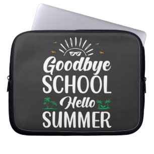 Vaarwel school Hallo zomer, zomerfeest begint haar Laptop Sleeve