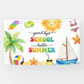 Vaarwel School Hallo Zomerfeest Spandoek (Horizontaal)