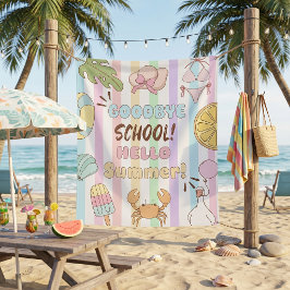 Vaarwel School Hallo Zomerfeest Strepen Wandkleed