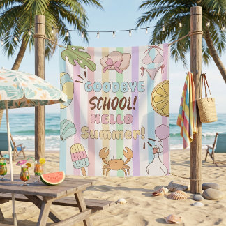 Vaarwel School Hallo Zomerfeest Strepen Wandkleed