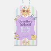 Vaarwel School Hallo Zwembad Strepen Cadeaulabel (Voorkant)