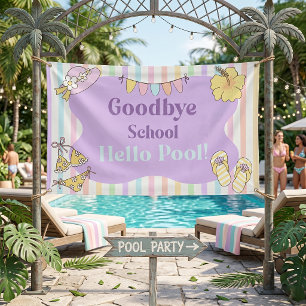 Vaarwel School Hallo Zwembad Strepen Feest Spandoek