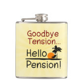 Vaarwel spanning, Hallo pensioen Funny Retirement Heupfles (Voorkant)