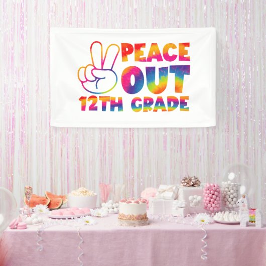 Vaarwel Twaalfde Klas Tie Dye 12e Klas Spandoek (Feest)