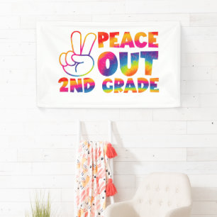 Vaarwel tweede klas Tie Dye laatste dag 2e klas  Spandoek