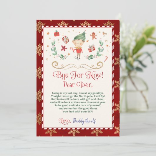 Vaarwel van je zelfbrief kaart (Staand voorkant)