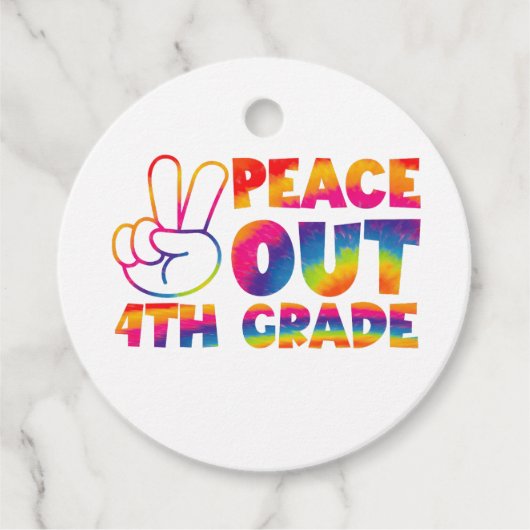 Vaarwel Vierde Klas Tie Dye Laatste Dag 4e Klas Bedankjes Labels (Voorkant)