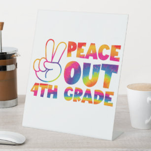 Vaarwel Vierde Klas Tie Dye Laatste Dag 4e Klas  Reclamebord Met Voetstuk