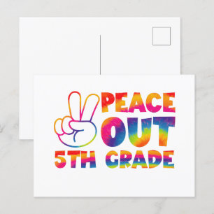 Vaarwel vijfde klas tie-dye laatste dag 5e klas briefkaart