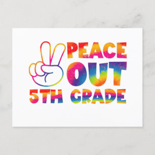 Vaarwel vijfde klas tie-dye laatste dag 5e leerjaa briefkaart