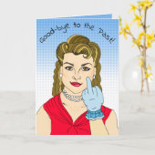 Vaarwel voor de voormalige Retro Lady Flippin de v Kaart (Gele Bloem)