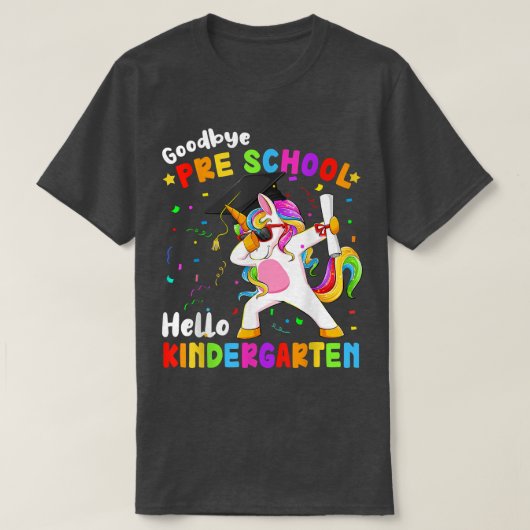 Vaarwel voorschool Hallo Kindergarten Afstuderen U T-shirt (Design voorkant)
