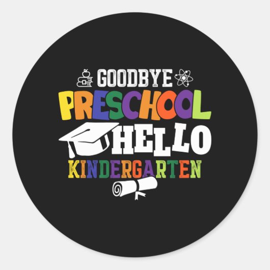 Vaarwel voorschool Hallo Kindergarten PrekK Ronde Sticker (Voorkant)