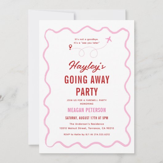 Vaarwel weggaan feest kaart (Voorkant)