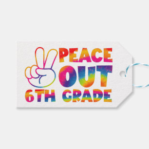 Vaarwel zesde klas Tie Dye laatste dag 6e klas Cadeaulabel