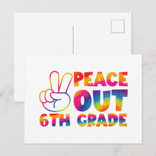 Vaarwel zesde klas Tie Dye laatste dag 6e leerjaar Briefkaart