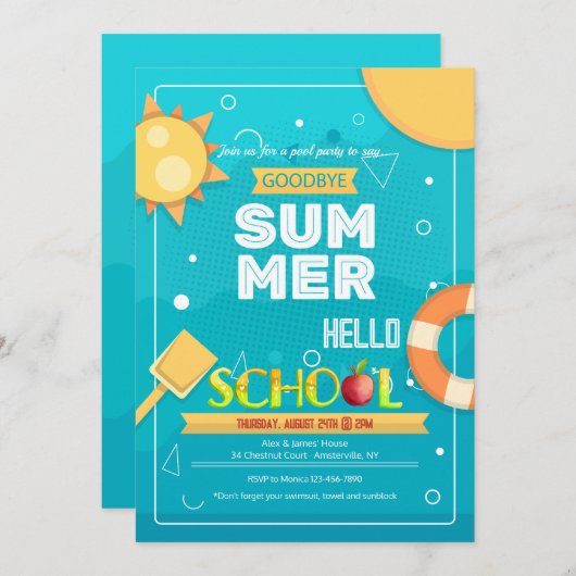 Vaarwel Zomeruitnodiging Kaart (Voorkant / Achterkant)