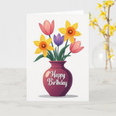Vaas Bloem Verjaardagskaart Kaart (Gele Bloem)