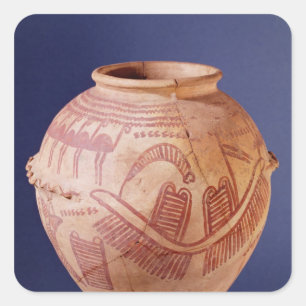 Vaas die twee tonen krimpen op een aak vierkante sticker