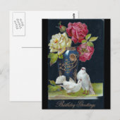Vaas en duiven ter gelegenheid van een verjaardag briefkaart (Voorkant / Achterkant)