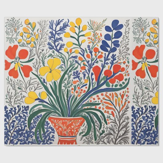 Vaas en wilde bloemen cadeaupapier (Vlak)