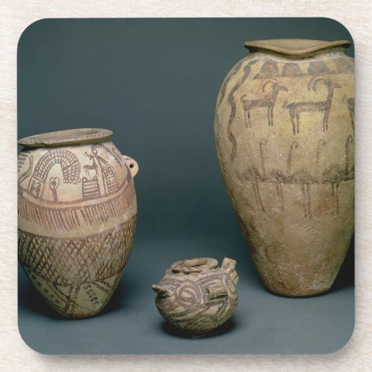 Vaas gedecoreerd met verschillende frites van dier bier onderzetter (Voorkant)