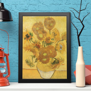 Vaas met 15 zonnebloemen door Vincent van Gogh Poster