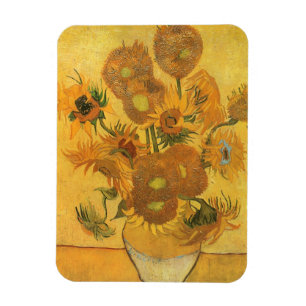 Vaas met 15 zonnebloemen van Vincent van Gogh Magneet