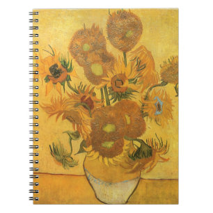 Vaas met 15 zonnebloemen van Vincent van Gogh Notitieboek