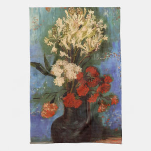 Vaas met anjers door Vincent van Gogh Theedoek