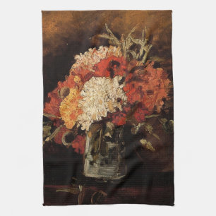 Vaas met anjers door Vincent van Gogh Theedoek