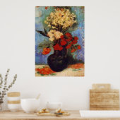 vaas met anjers en andere bloemen van Gogh Poster (Keuken)