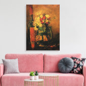 Vaas met anjers en Rozen en een fles, Vince Canvas Afdruk (Insitu (Woonkamer))