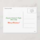 Vaas met anjers en Rozen en een flesje Feestdagenkaart (Achterkant)